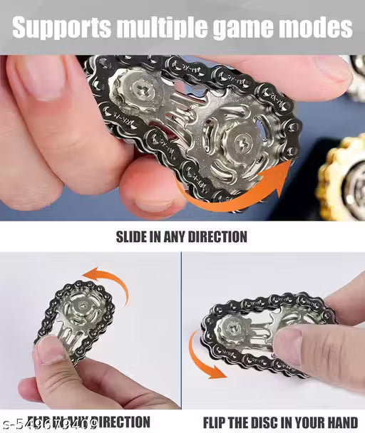 VATTU Fidget Toys for Kids, Fidget Toys, Black Compact Fidget Toys for Kids Adults Bicycle Chain Top Stress Relief Toy Durable Portable Ages